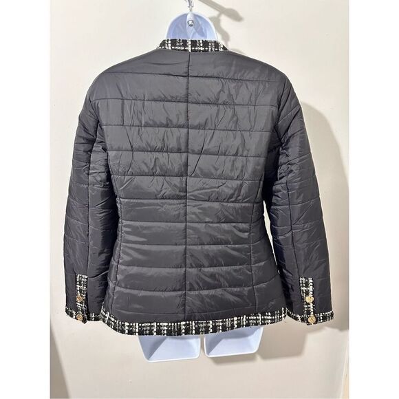 Anne Klein Black Quilted Jacket/Wool Trim, Sz M Excellent Condition A759 - Picture 3 of 10